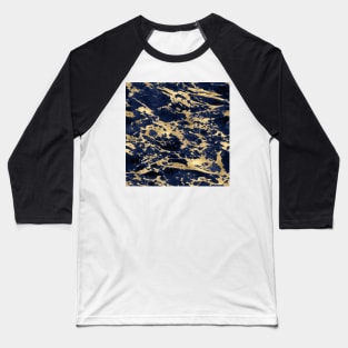Navy Blue and Gold Marble Baseball T-Shirt